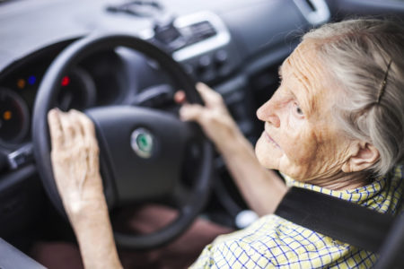 Elderly woman driving