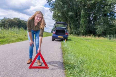 Setting out road hazard signs