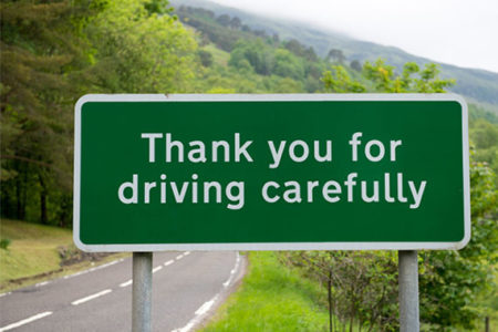 Thank you for driving carefully sign