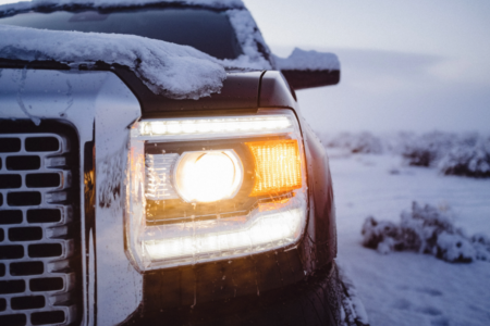 driving through the ice and snow