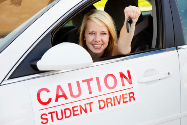 Student driver with the car keys