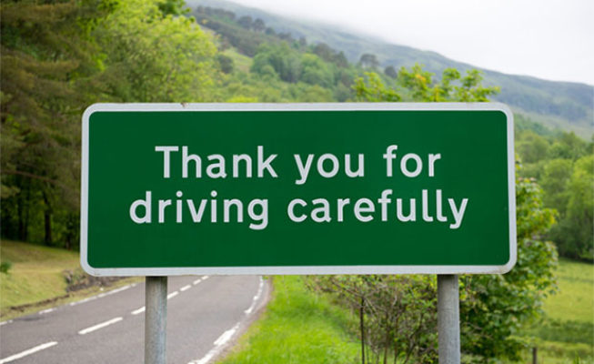 Thank you for driving carefully sign